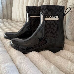 Coach Black Rubber Rain boots